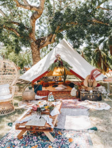 Boho inspired bell tents and hens party ideas